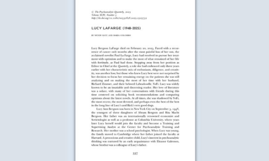 LUCY LAFARGE e la rivista THE PSYCHOANALYTIC QUARTERLY
